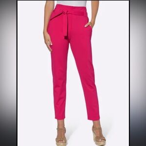 Ann Taylor Pants - dark pink belted dress pants ankle length